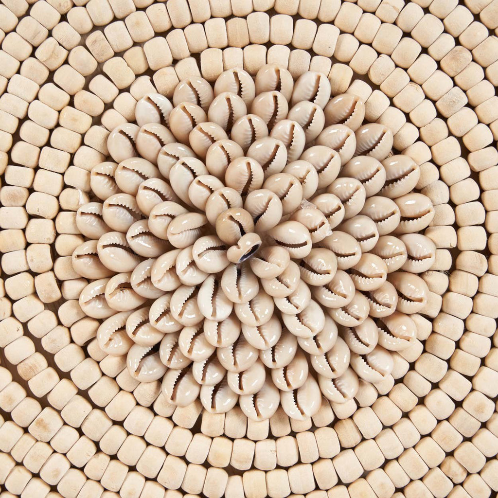 Decoratieschijf schelp op standaard Martinique, natuurlijk wit – 30 x 7 x 40 cm, handgemaakt