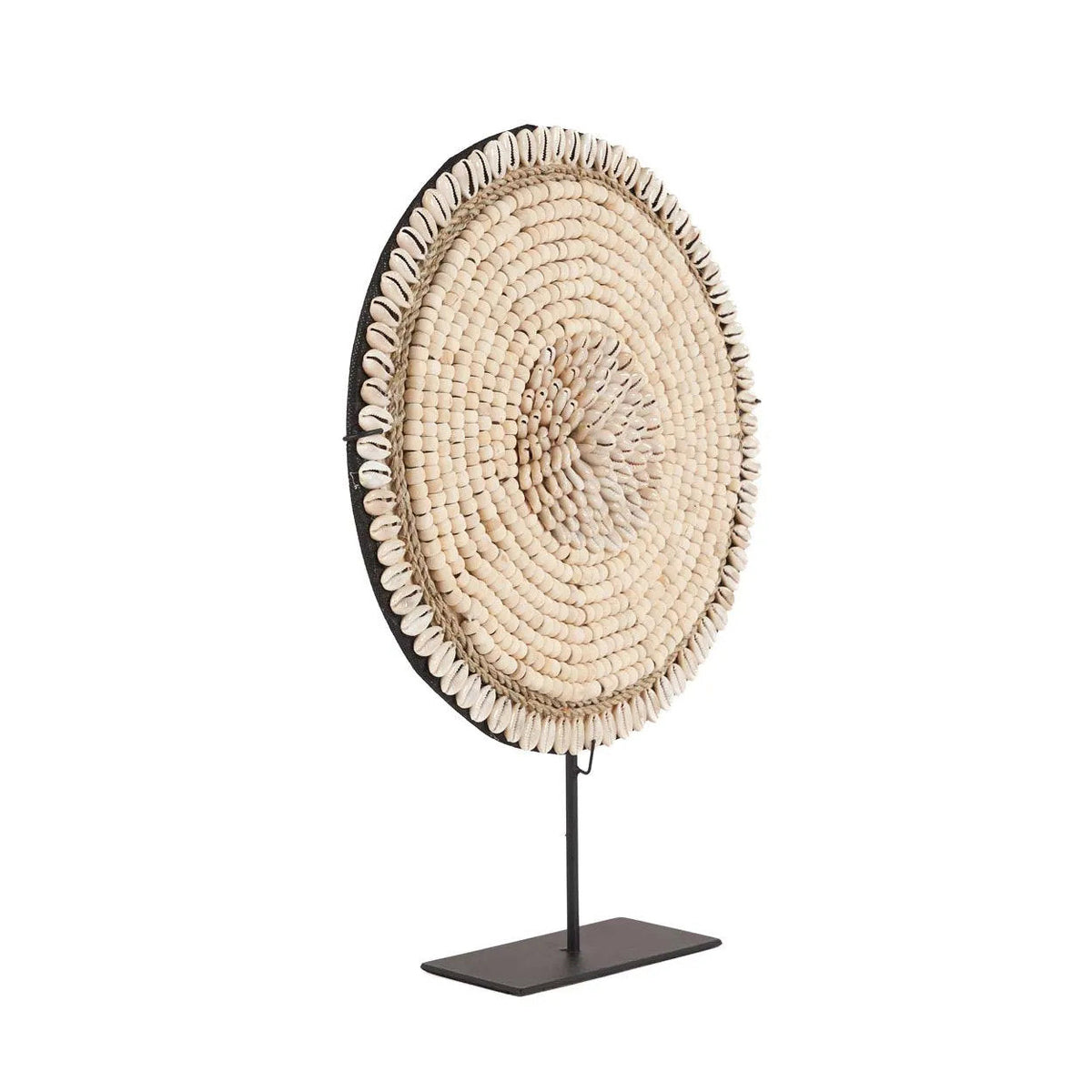 Decoratieschijf schelp op standaard Martinique, natuurlijk wit – 30 x 7 x 40 cm, handgemaakt