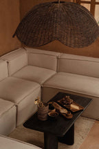 Hanglamp rotan Wave, donkere walnoot, handgemaakt, Ø 103 x 40 cm, voor eettafel of zithoek