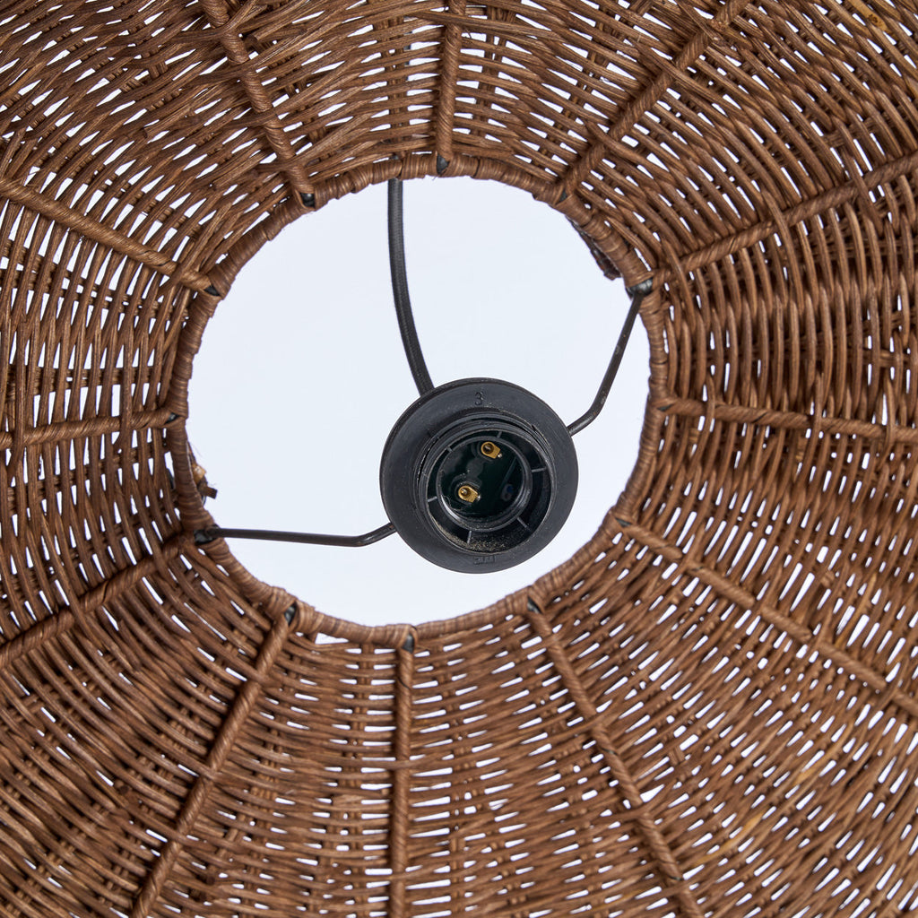 Hanglamp rotan Wave, donkere walnoot, handgemaakt, Ø 103 x 40 cm, voor eettafel of zithoek