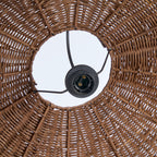Hanglamp rotan Wave, donkere walnoot, handgemaakt, Ø 103 x 40 cm, voor eettafel of zithoek
