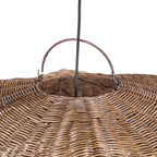 Hanglamp rotan Wave, donkere walnoot, handgemaakt, Ø 103 x 40 cm, voor eettafel of zithoek