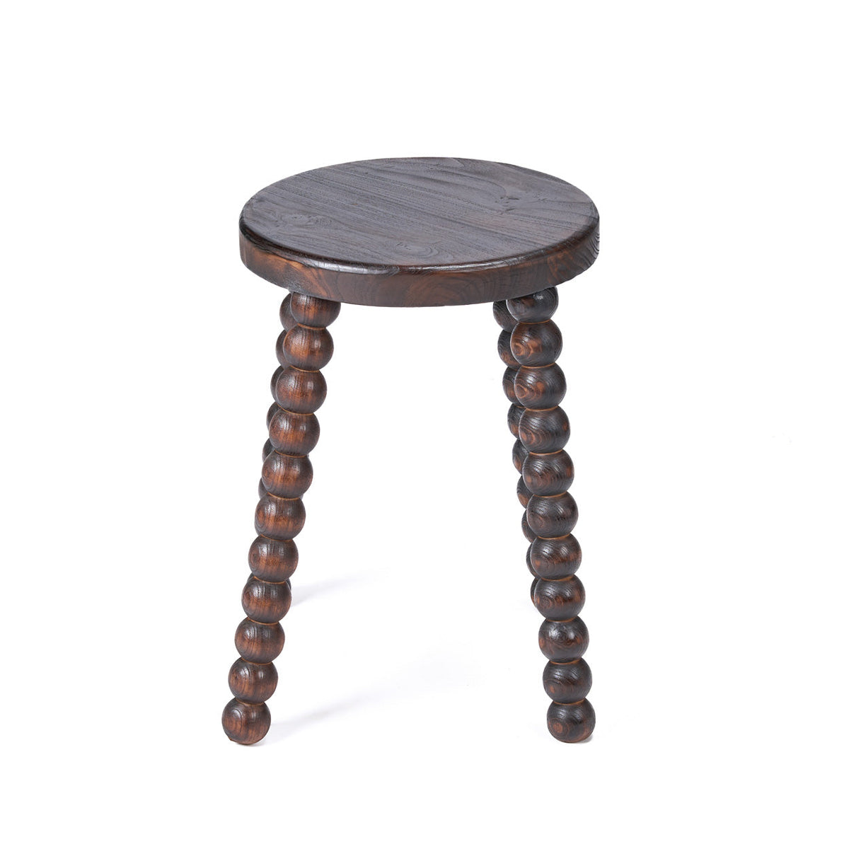 Kruk massief mangohout Dango donker walnoot, bijzettafel of zitplaats – Ø 35 x 50 cm