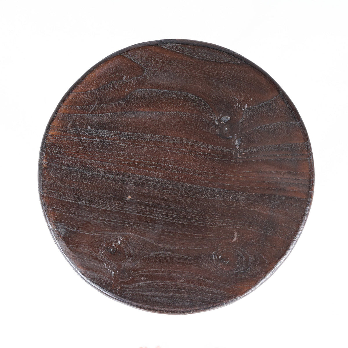 Kruk massief mangohout Dango donker walnoot, bijzettafel of zitplaats – Ø 35 x 50 cm