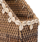 Tijdschriftenhouder rotan met schelpen, Shell Edge Organizer, naturel bruin, 27 x 12 x 30 cm, voor bureau of hal