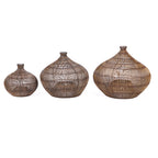 Hanglamp rotan handgeweven Desert Gourd, donker walnoot – Ø 48 cm, hoogte 45 cm