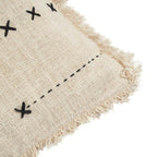 Kussenhoes katoen boho The French Kiss naturel met zwarte stiksels 50 x 50 cm, woonkamer en slaapkamer