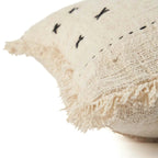 Kussenhoes katoen boho The French Kiss naturel met zwarte stiksels 50 x 50 cm, woonkamer en slaapkamer