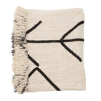 Plaid katoen Evil Eye natuurlijk zwart 240 x 128 cm, voor bed en bank