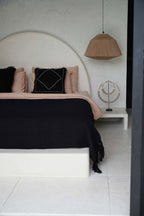 Plaid katoen boho The Gypsy zwart met franjes 122 x 260 cm voor bank en bed