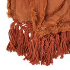 Plaid katoen Berber terracotta met kwastjes en franjes 240 x 300 cm, voor bed en bank