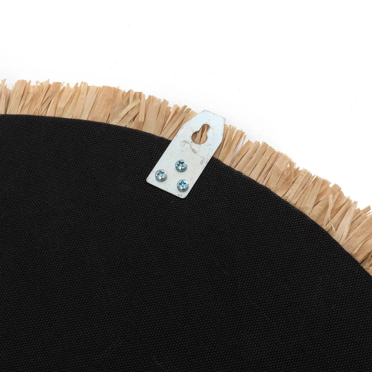Spiegel rond raffia Palmboom naturel Ø 60 cm, handgemaakt met cowrie-schelpen voor woonkamer, slaapkamer of hal