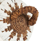Mand met deksel bananenblad naturel wit met zwart zigzagpatroon, 27 x 27 x 40 cm, woonkamer