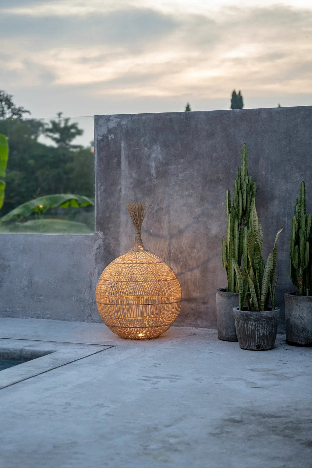 Hanglamp rotan Wonton boho naturel Ø 50 cm, hoogte 80 cm, losse kap voor binnen en overdekt buiten