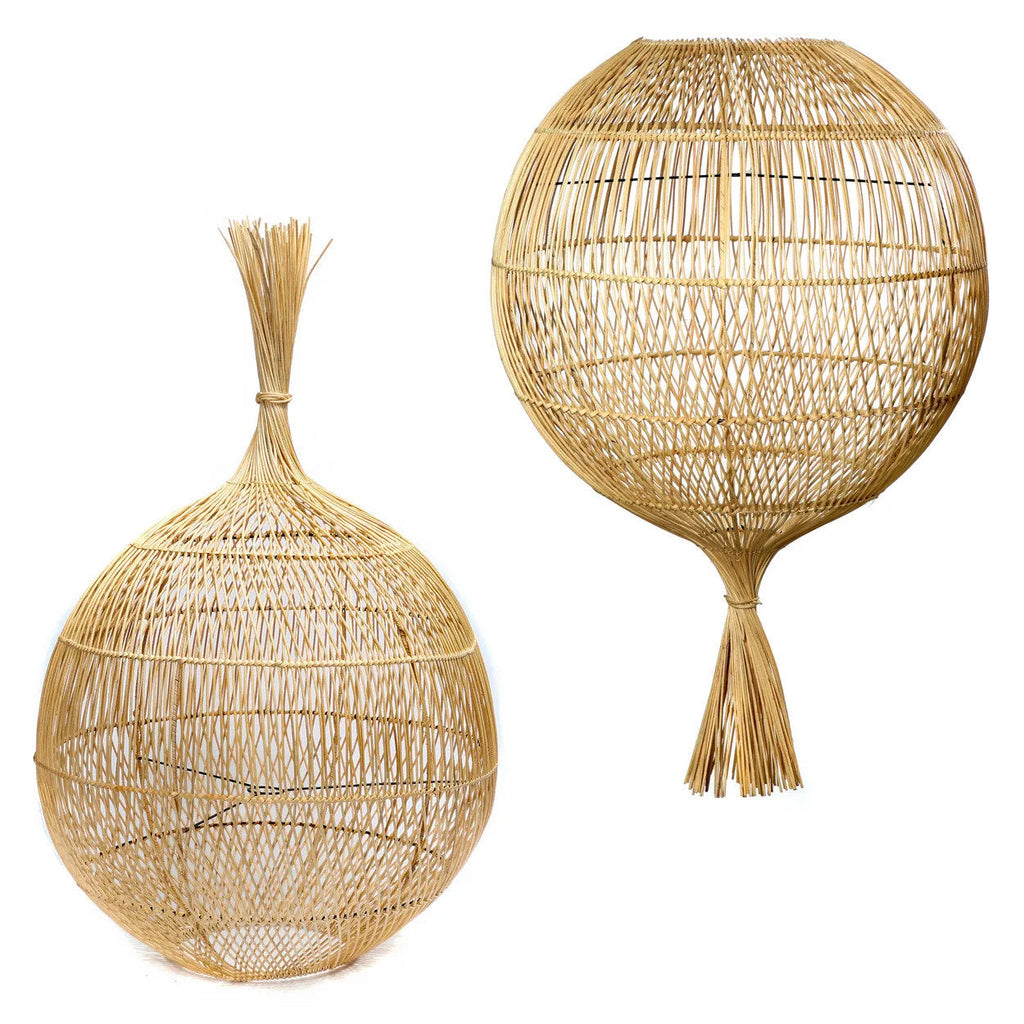 Hanglamp rotan Wonton boho naturel Ø 50 cm, hoogte 80 cm, losse kap voor binnen en overdekt buiten