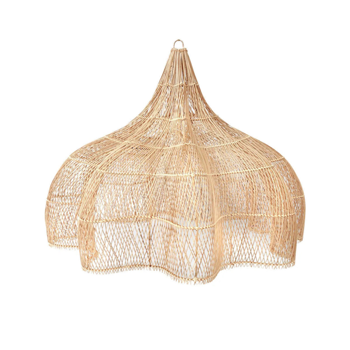Hanglamp rotan Whipped XL handgevlochten, naturel – Ø 110 x 80 cm, boven eettafel, bed of zithoek
