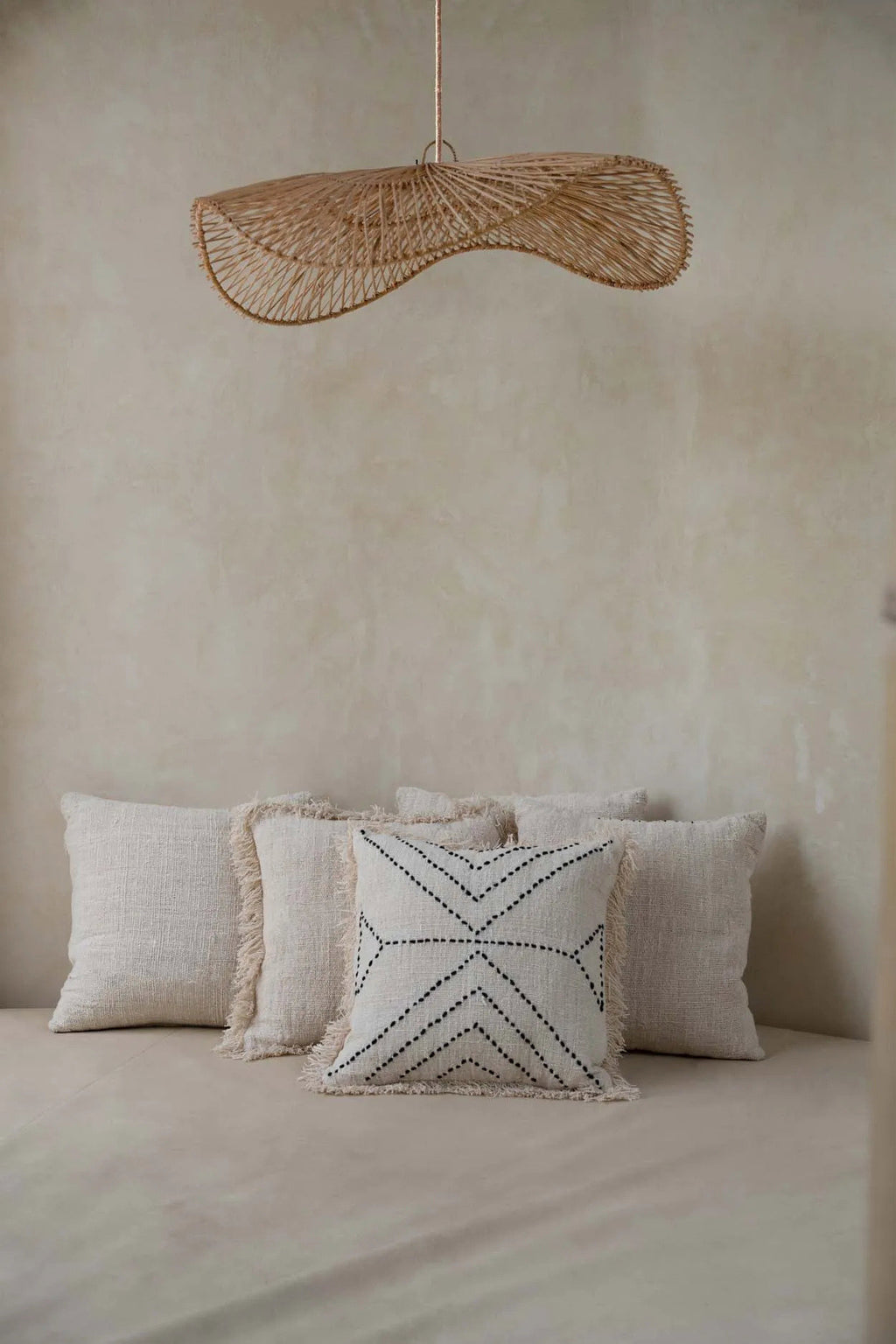 Hanglamp rotan Chapeau handgeweven, naturel – 75 x 75 x 20 cm, zonder snoer en stekker