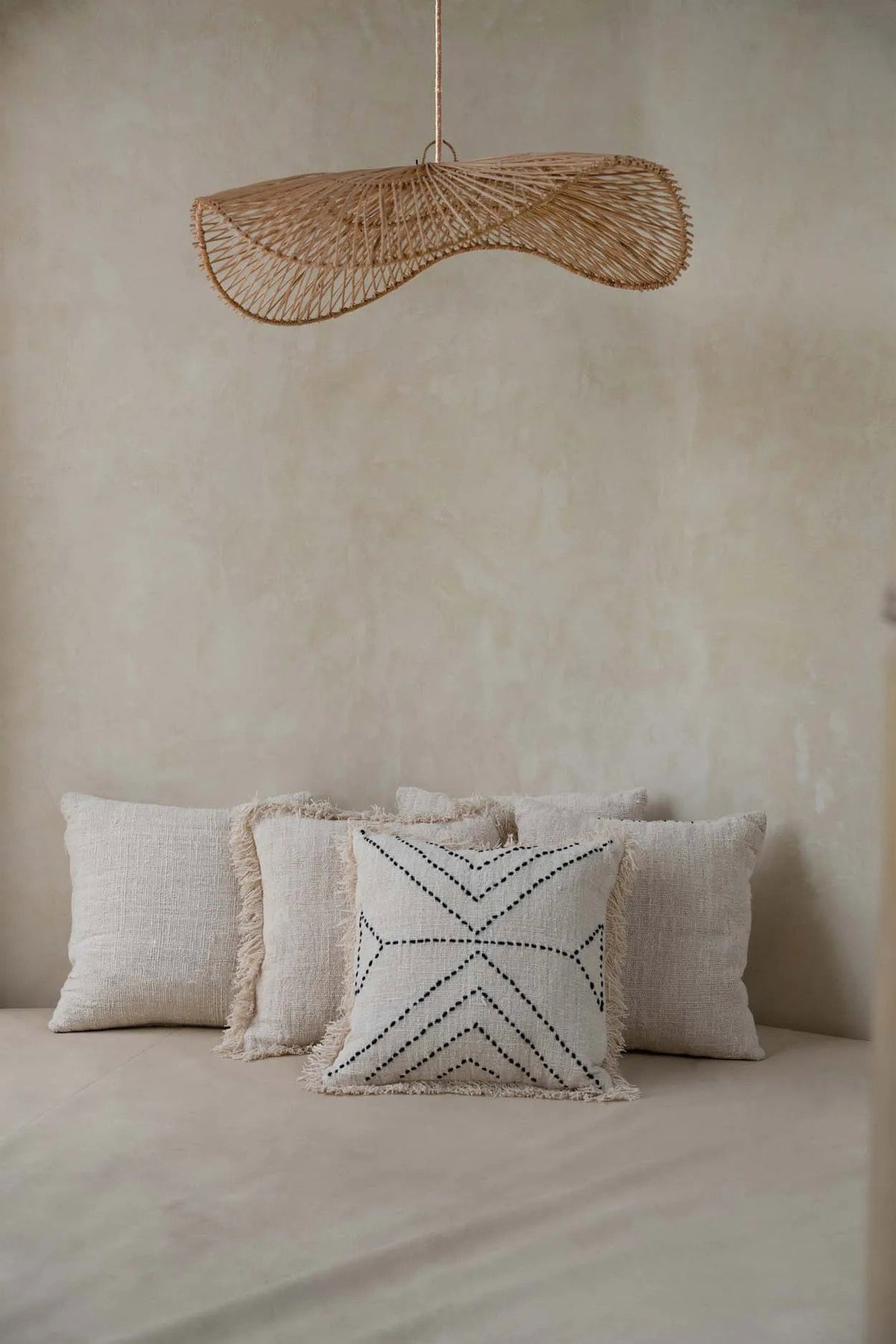 Hanglamp rotan Chapeau handgeweven, naturel – 75 x 75 x 20 cm, zonder snoer en stekker
