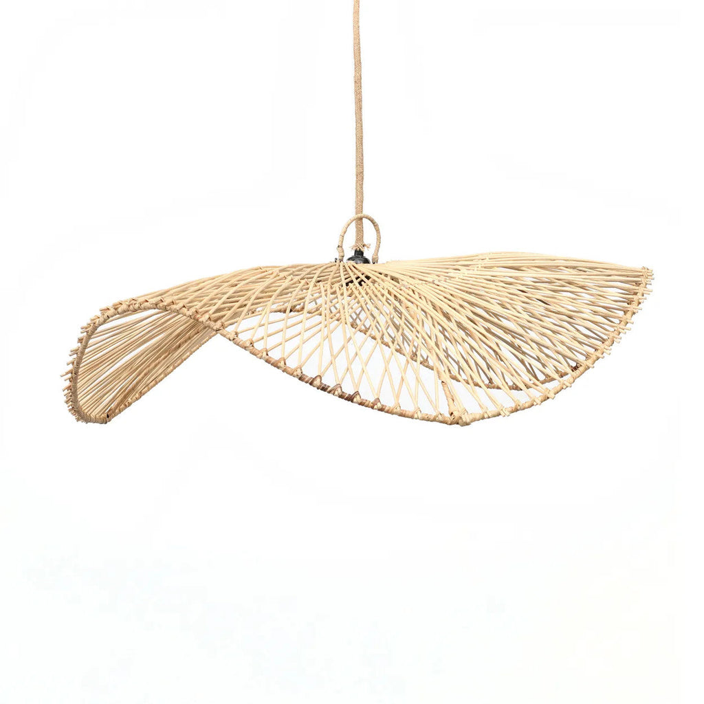Hanglamp rotan Chapeau handgeweven, naturel – 75 x 75 x 20 cm, zonder snoer en stekker