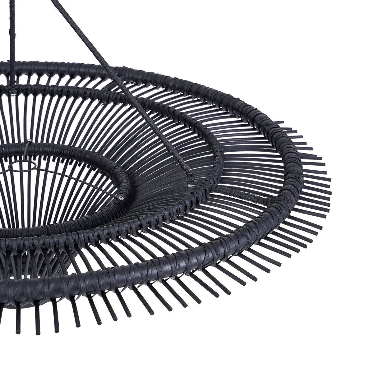 Hanglamp rotan handgeweven Sky zwart XL, Ø 110 x 31 cm voor woonkamer of loft