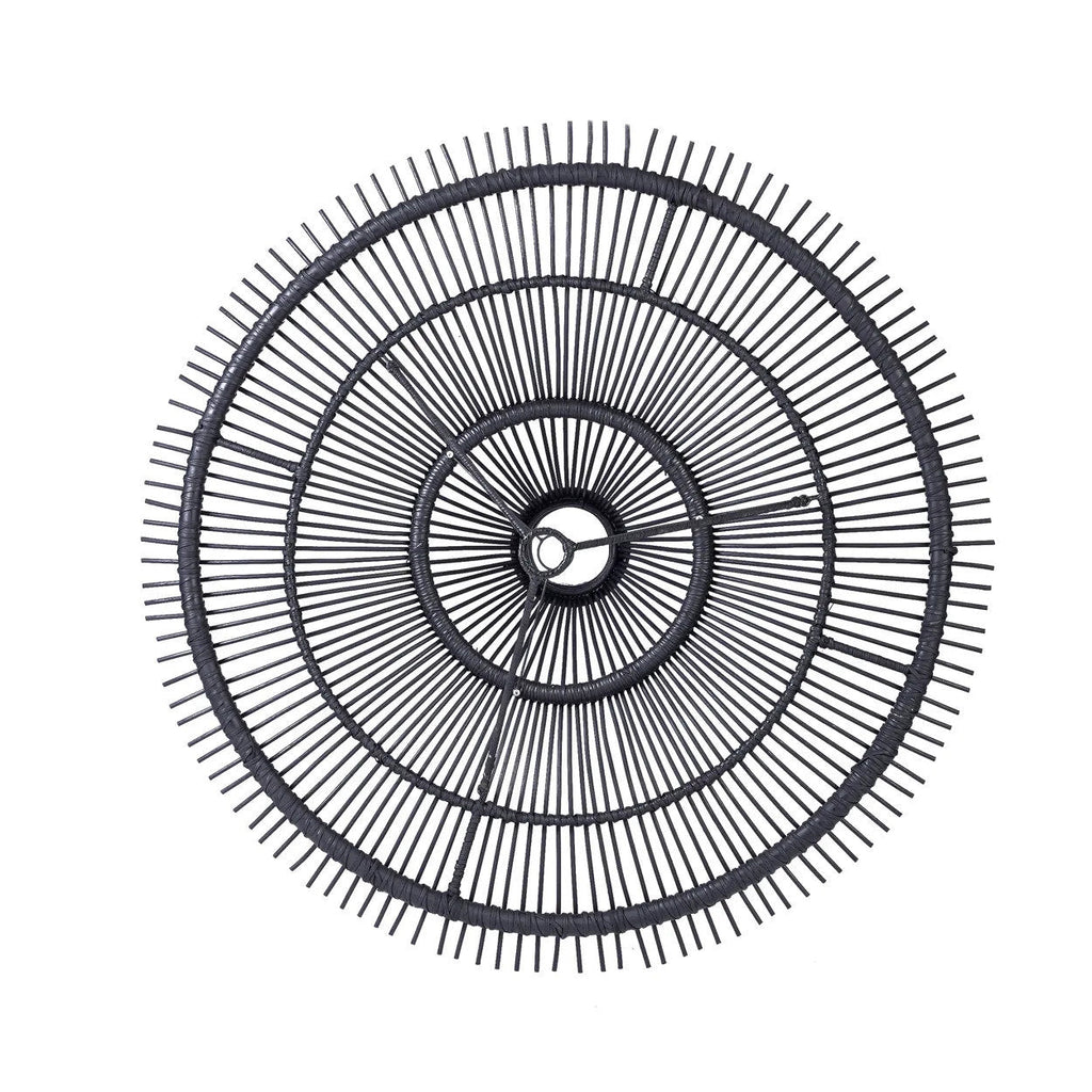 Hanglamp rotan handgeweven Sky zwart XL, Ø 110 x 31 cm voor woonkamer of loft