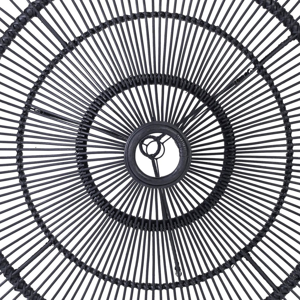 Hanglamp rotan handgeweven Sky zwart XL, Ø 110 x 31 cm voor woonkamer of loft