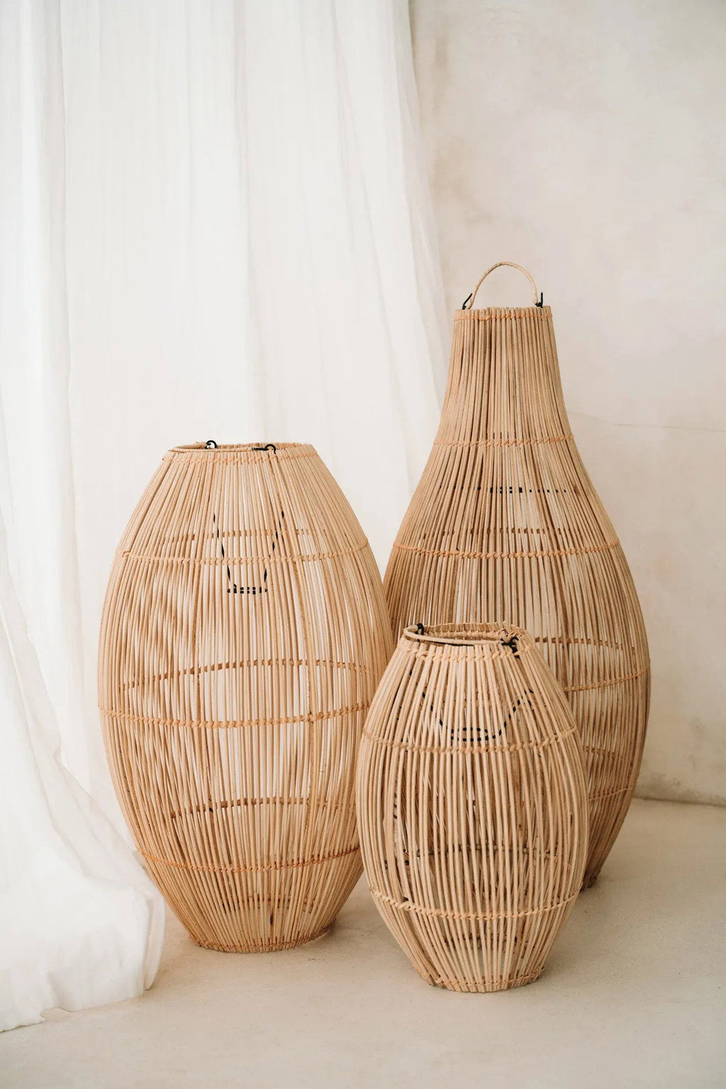 Hanglamp rotan Zuri handgevlochten ovaal, naturel – Ø 35 cm, hoogte 59 cm, voor eettafel