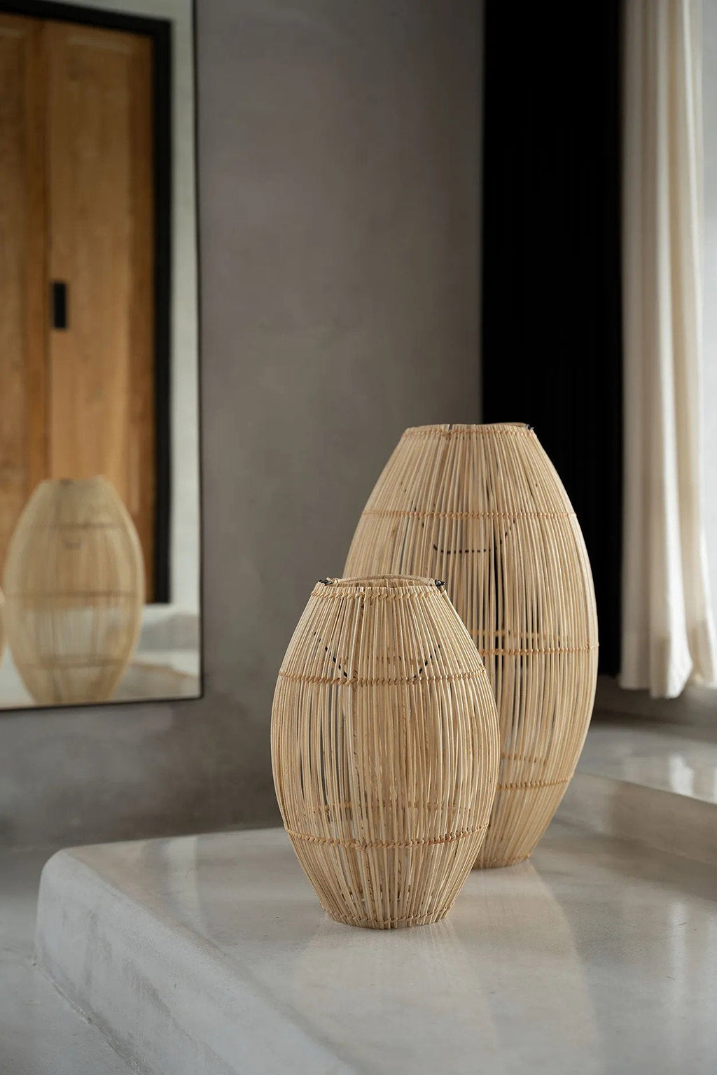 Hanglamp rotan handgevlochten Zuri, naturel – Ø 30 x 48 cm, voor keuken, leeshoek of buiten