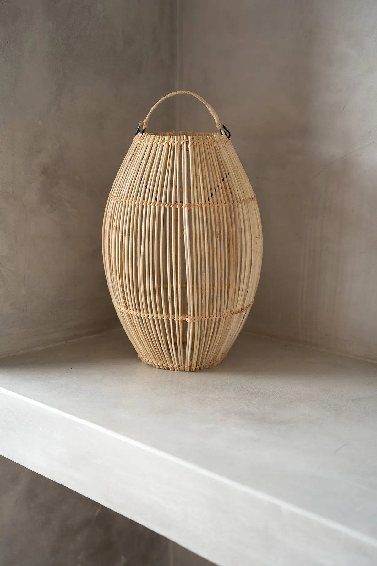 Hanglamp rotan handgevlochten Zuri, naturel – Ø 30 x 48 cm, voor keuken, leeshoek of buiten