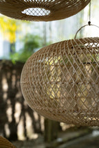 Hanglamp rotan handgeweven Wholly naturel Ø 60 cm, hoogte 32 cm voor slaapkamer en eettafel