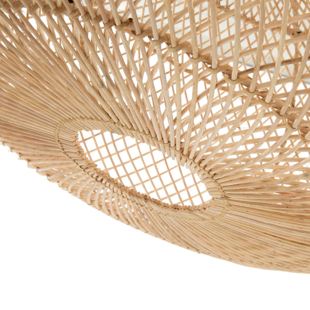 Hanglamp rotan handgeweven Wholly naturel Ø 60 cm, hoogte 32 cm voor slaapkamer en eettafel