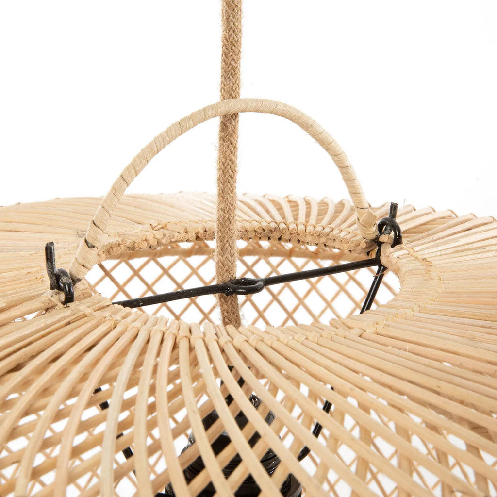Hanglamp rotan handgeweven Wholly naturel Ø 60 cm, hoogte 32 cm voor slaapkamer en eettafel