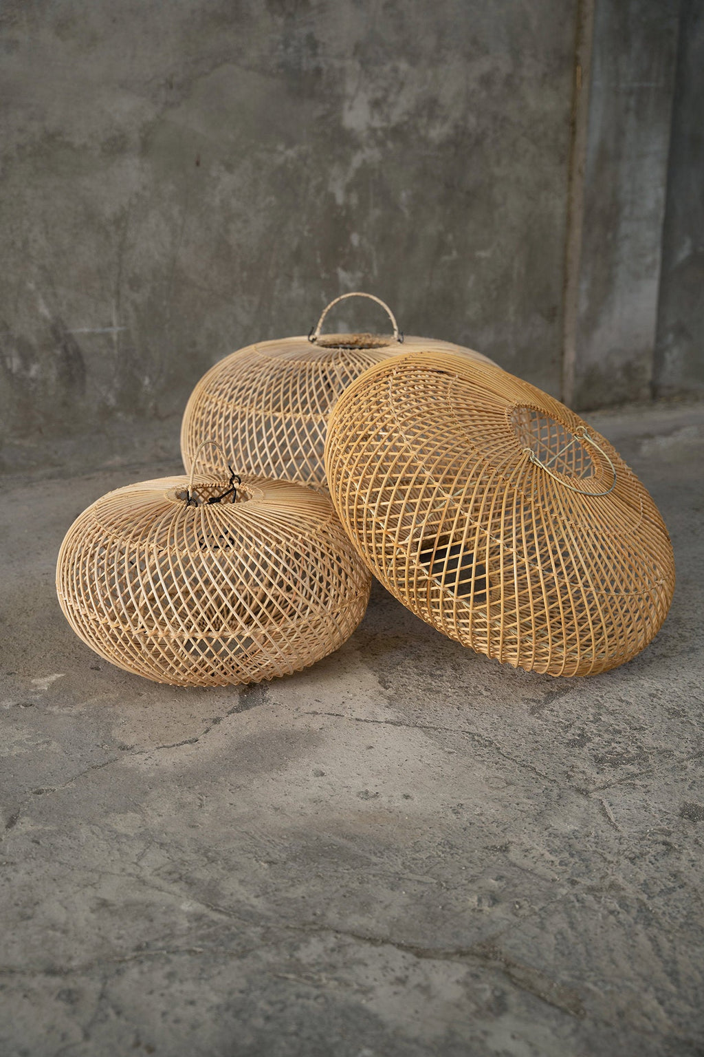 Hanglamp rotan Wholly handgemaakt, naturel – Ø 50 x 28 cm, kap voor slaapkamer of woonkamer