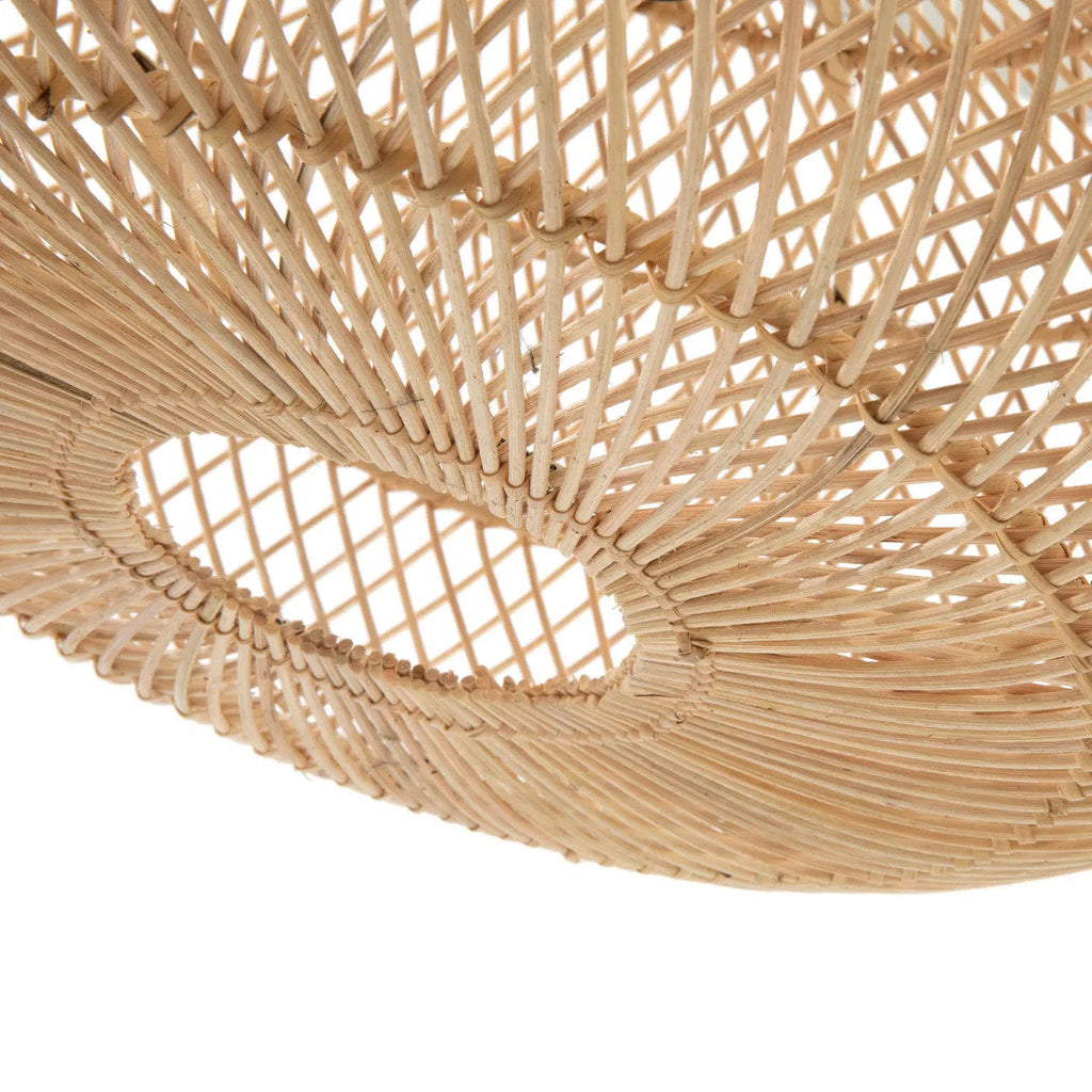 Hanglamp rotan Wholly handgemaakt, naturel – Ø 50 x 28 cm, kap voor slaapkamer of woonkamer