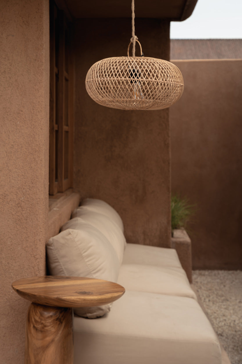 Hanglamp rotan Wholly naturel Ø 40 x 25 cm, handgemaakte kap voor leeshoek, nachtkastje of gang