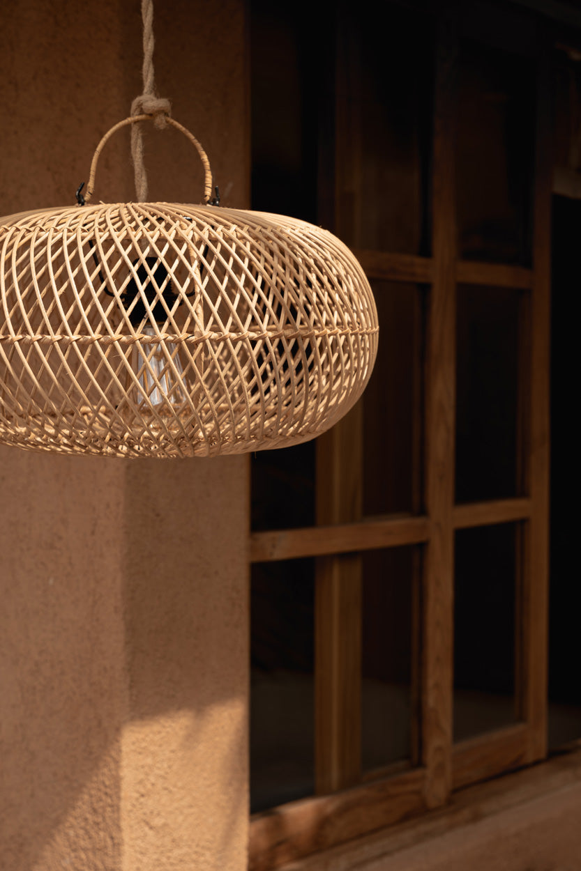 Hanglamp rotan Wholly naturel Ø 40 x 25 cm, handgemaakte kap voor leeshoek, nachtkastje of gang