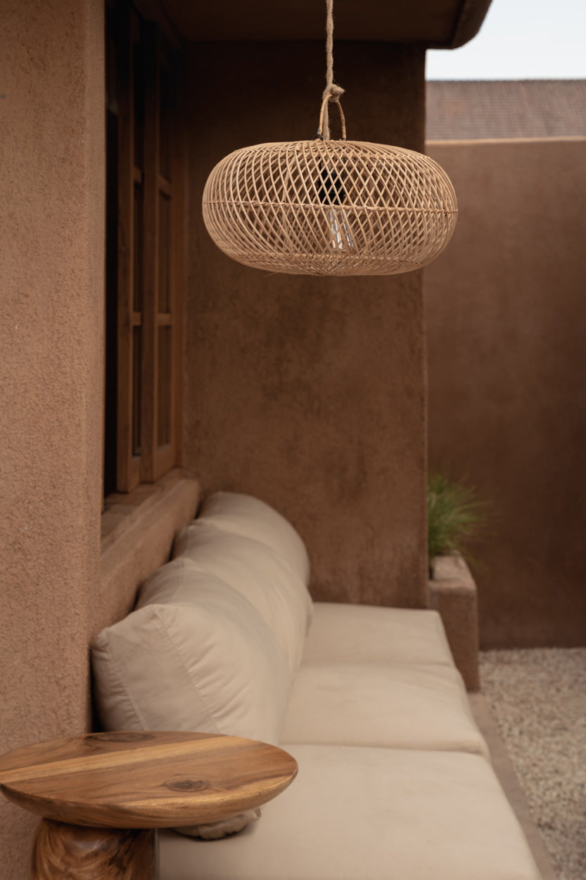 Hanglamp rotan Wholly naturel Ø 40 x 25 cm, handgemaakte kap voor leeshoek, nachtkastje of gang
