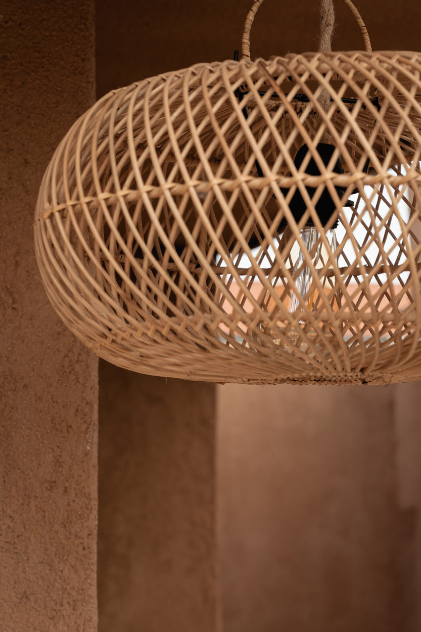 Hanglamp rotan Wholly naturel Ø 40 x 25 cm, handgemaakte kap voor leeshoek, nachtkastje of gang
