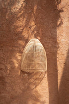 Wandlamp rotan Lalo naturel L – 25 x 45 x 55 cm, conische kap voor woonkamer