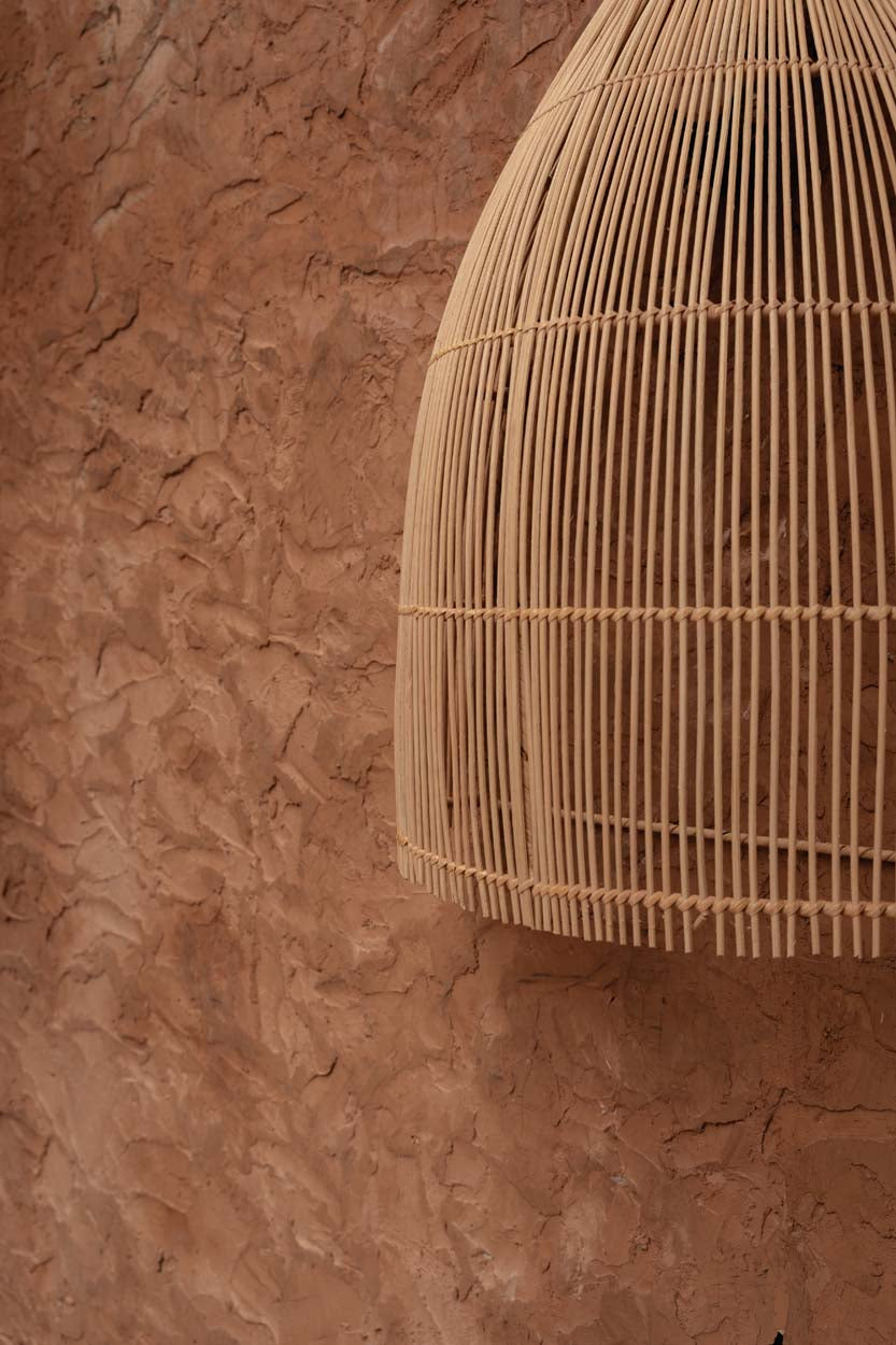 Wandlamp rotan Lalo naturel L – 25 x 45 x 55 cm, conische kap voor woonkamer