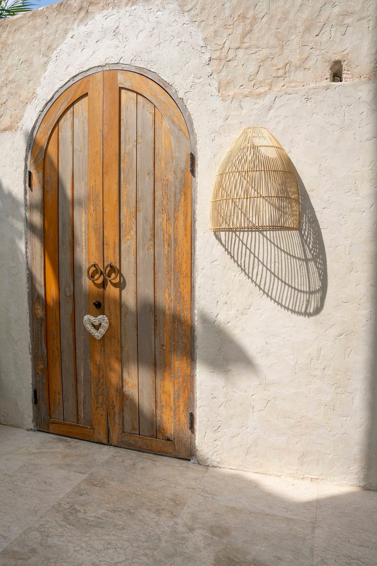 Wandlamp rotan Lalo naturel L – 25 x 45 x 55 cm, conische kap voor woonkamer