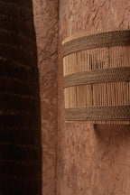 Wandlamp rotan halfcilinder met zeegraskoord, Doedoe naturel – 45 x 19 x 33 cm, kap zonder bedrading
