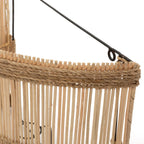 Wandlamp rotan halfcilinder met zeegraskoord, Doedoe naturel – 45 x 19 x 33 cm, kap zonder bedrading