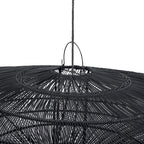 Hanglamp rotan Macaron XL handgevlochten, zwart – Ø 150 x 47 cm, voor eettafel of zithoek