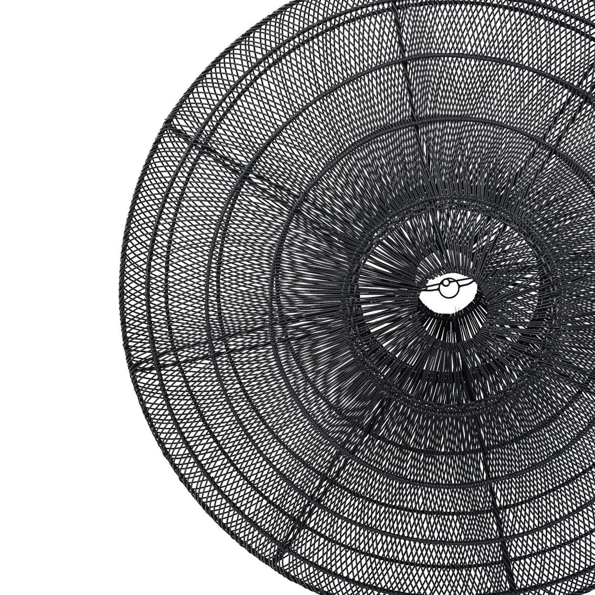 Hanglamp rotan Macaron XL handgevlochten, zwart – Ø 150 x 47 cm, voor eettafel of zithoek