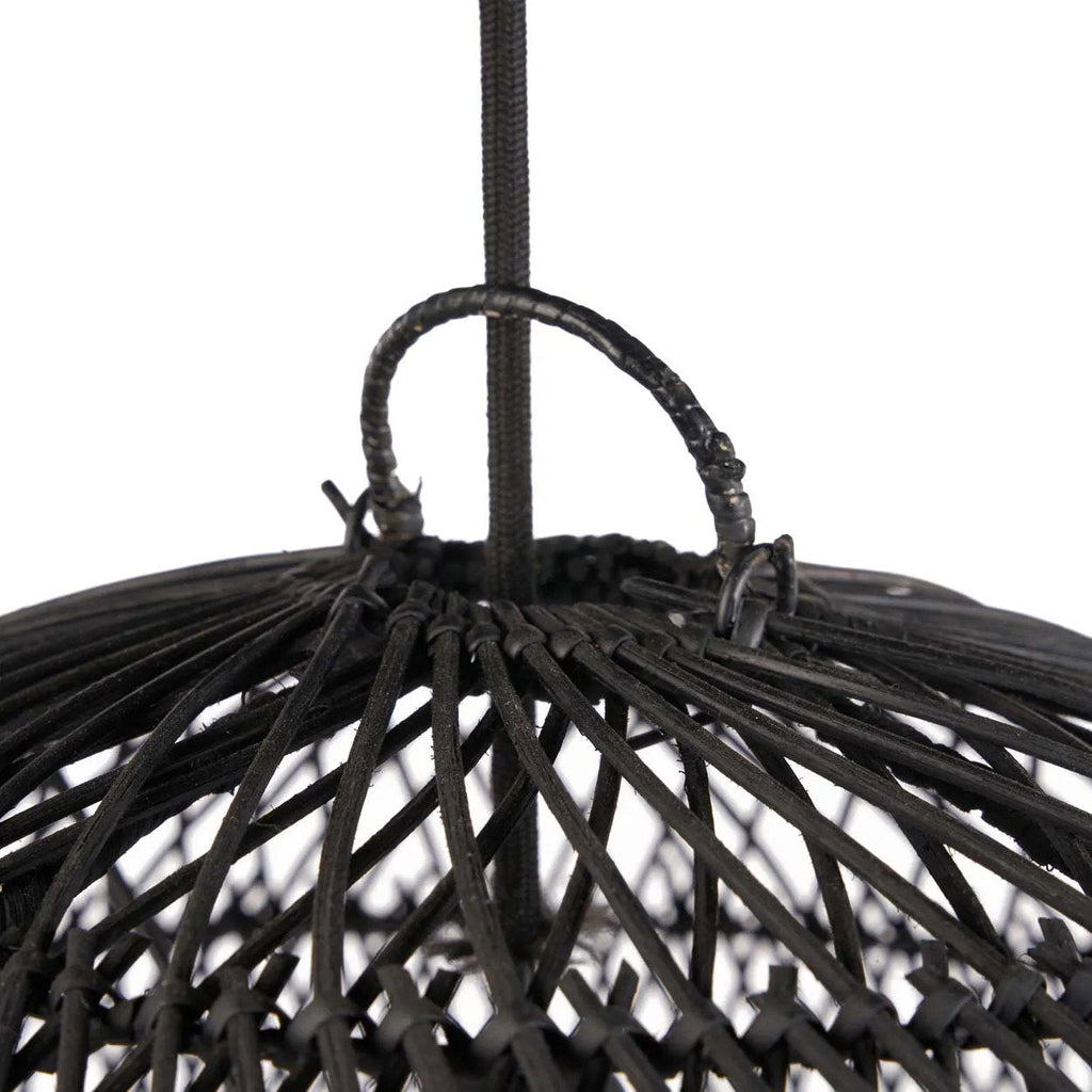 Hanglamp rotan zwart bol handgevlochten Ø 50 cm, voor eettafel, slaapkamer en leeshoek