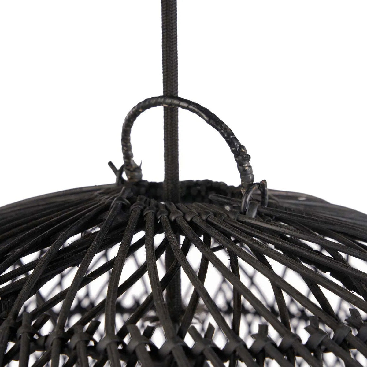 Hanglamp rotan zwart bol handgevlochten Ø 50 cm, voor eettafel, slaapkamer en leeshoek