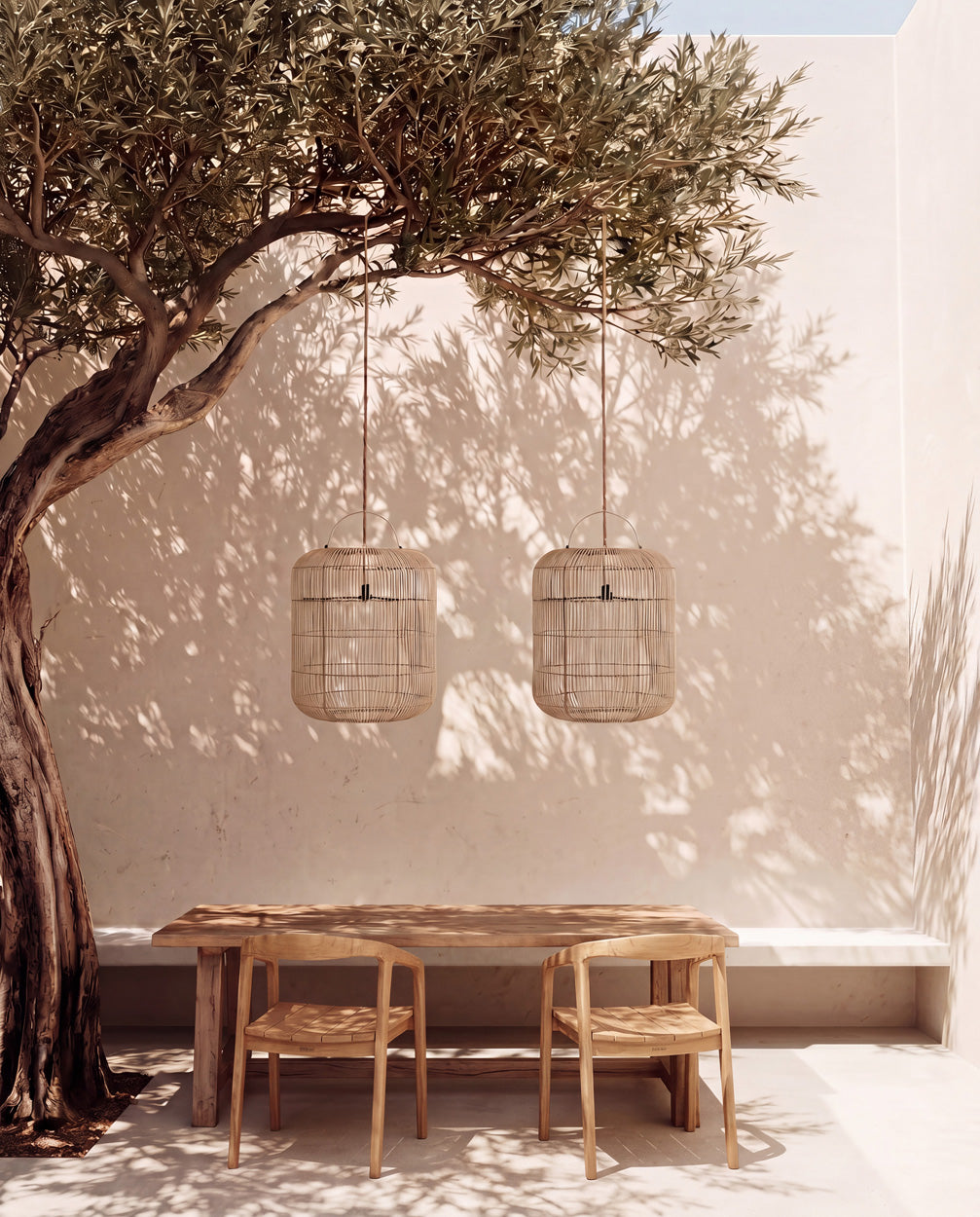 Hanglamp rotan handgevlochten Bozelo, naturel – Ø 50 x 60 cm, voor hal, eethoek of zithoek