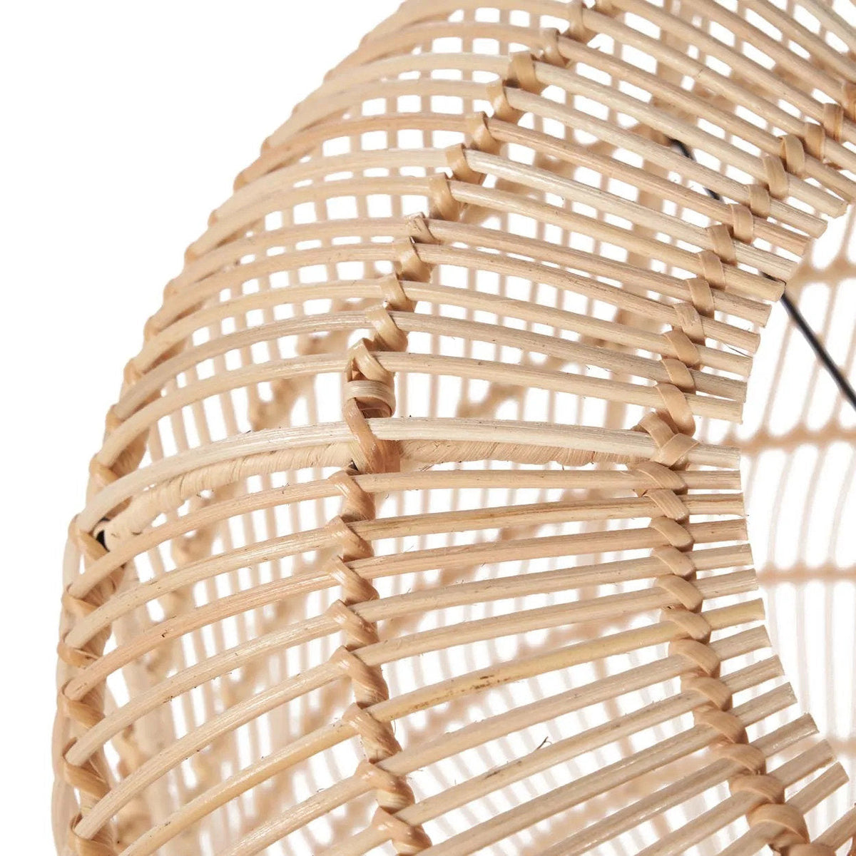 Hanglamp rotan handgevlochten Bozelo, naturel – Ø 50 x 60 cm, voor hal, eethoek of zithoek