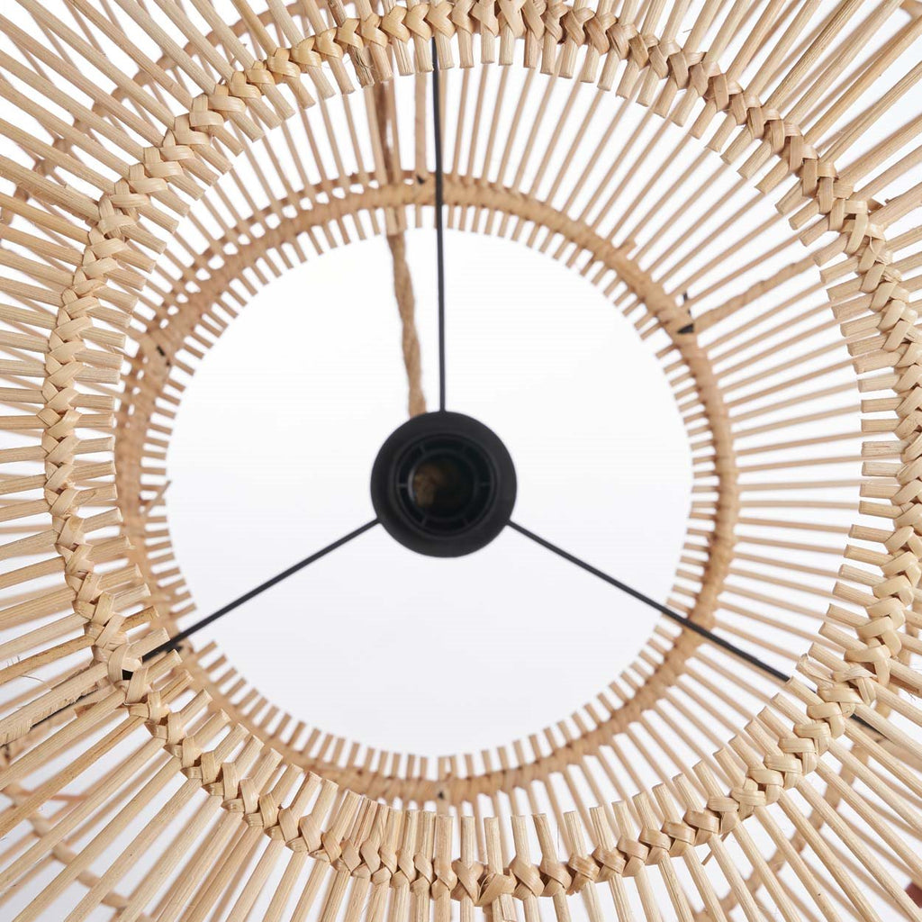 Hanglamp rotan handgevlochten boho Arun, naturel – Ø 55 x 30 cm, voor eettafel, hal of leeshoek